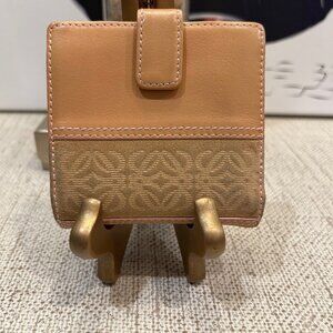 Loewe Leather Anagram Bi-fold Mini Wallet with Suede